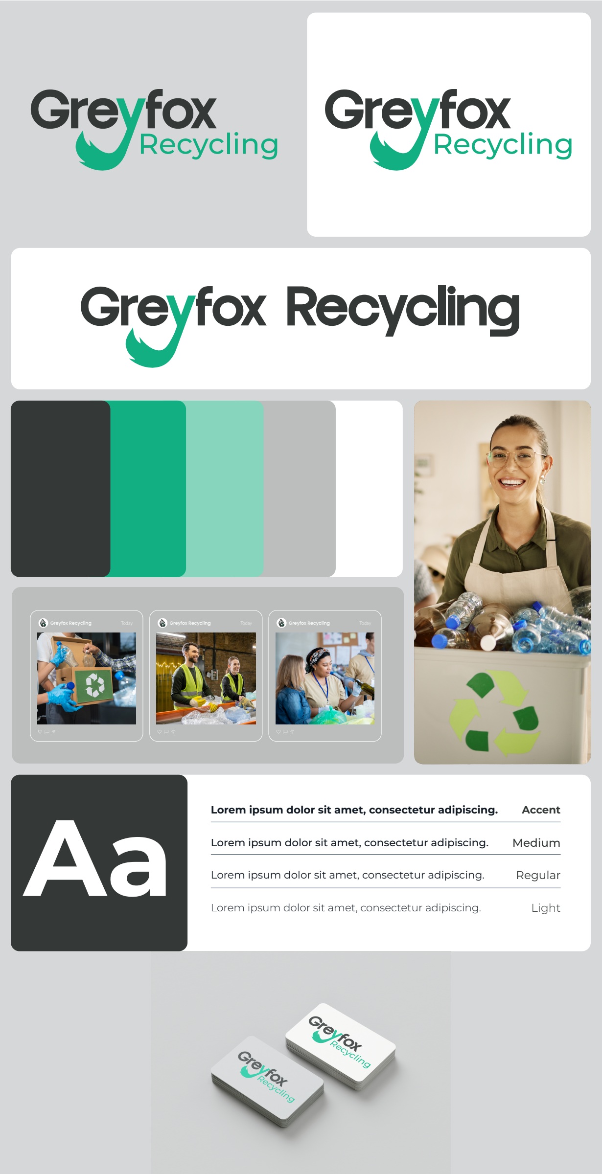 Greyfox Recycling: Wordmark direction — presentation board