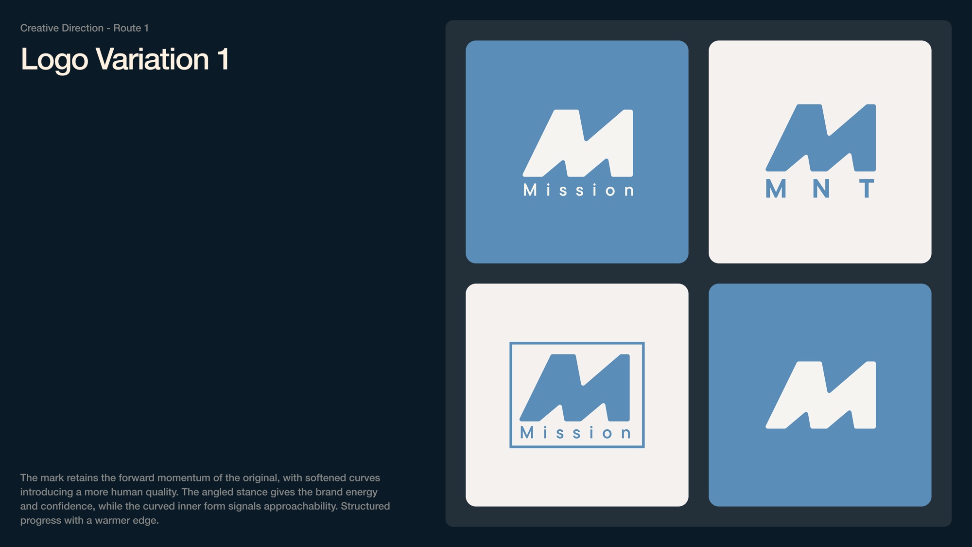 Mission MNT: Blue route — logo variations